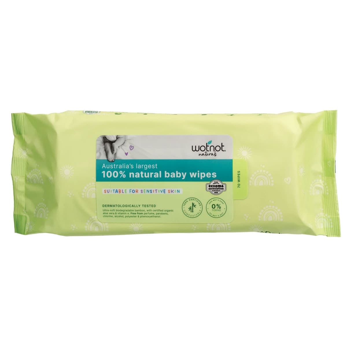Wotnot Biodegradable 100% Natural Baby Wipes 70 Pack