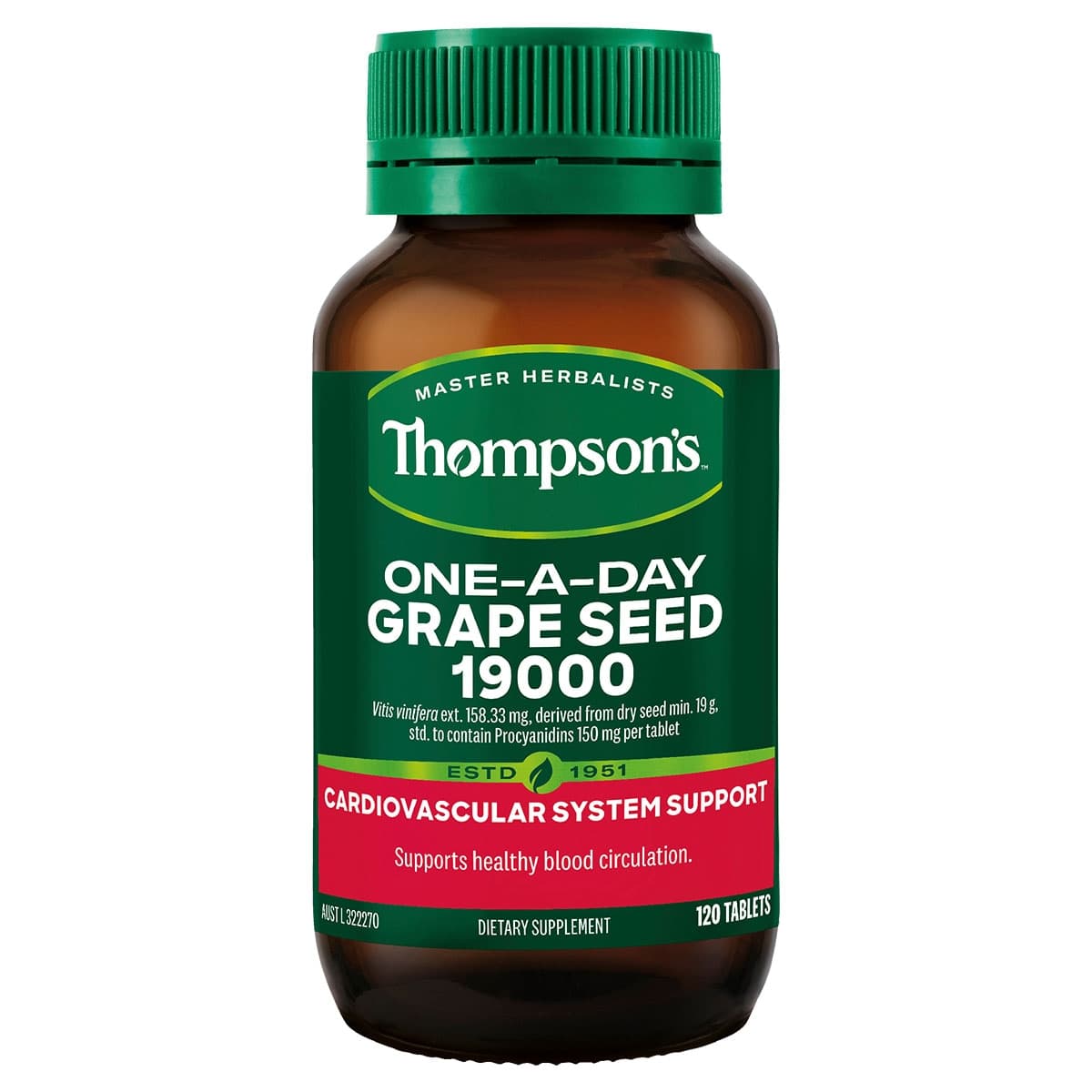 Thompsons One a Day Grape Seed 19000mg 120 Capsules