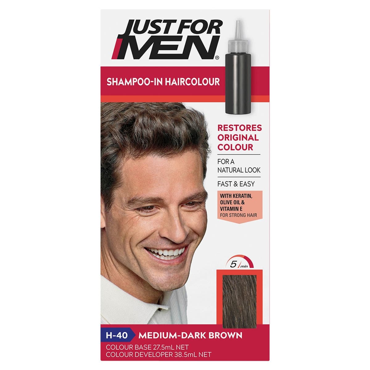 Just for Men Shampoo-In Hair Colour 40 Medium Dark Brown