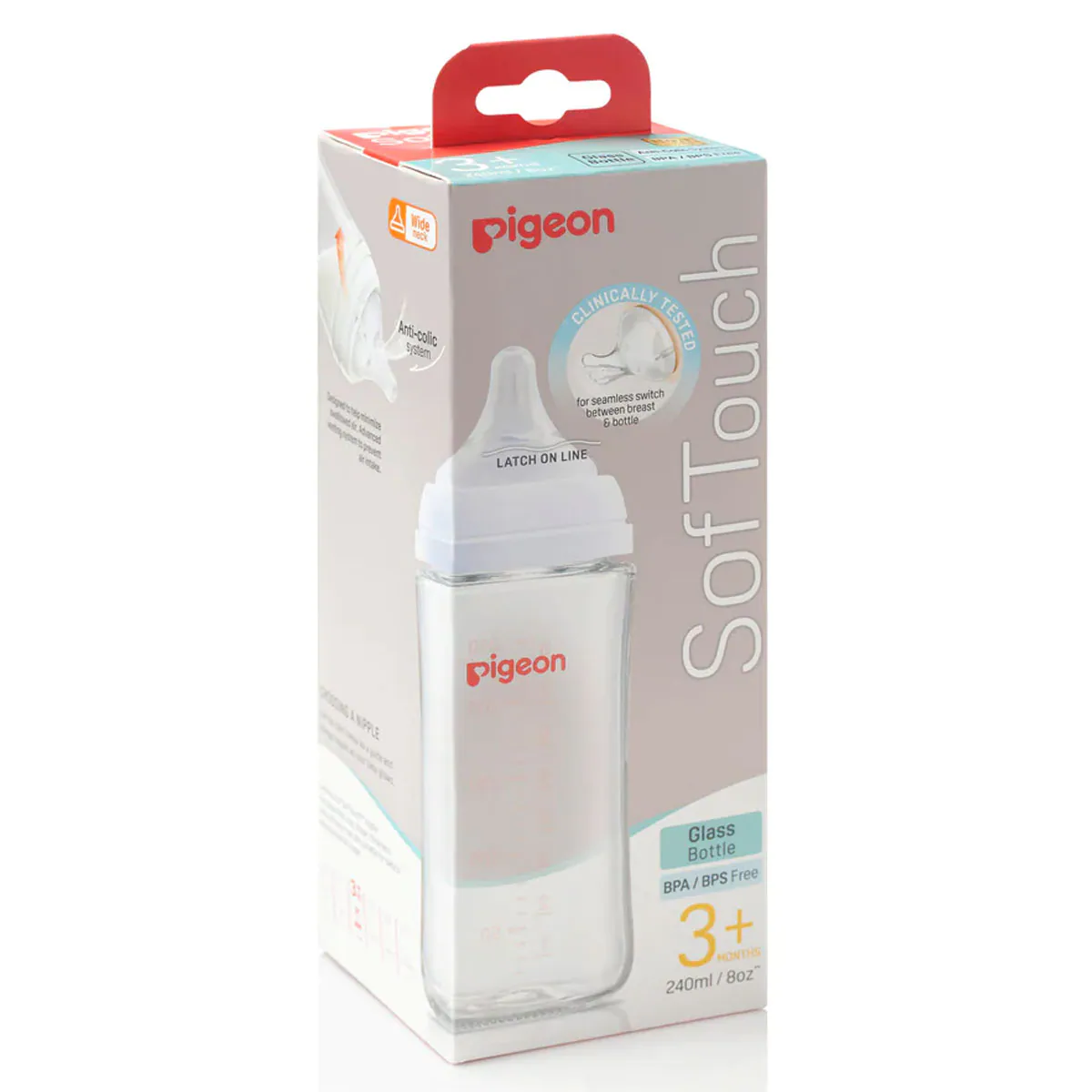 Pigeon SofTouch III Glass Baby Bottle 240ml