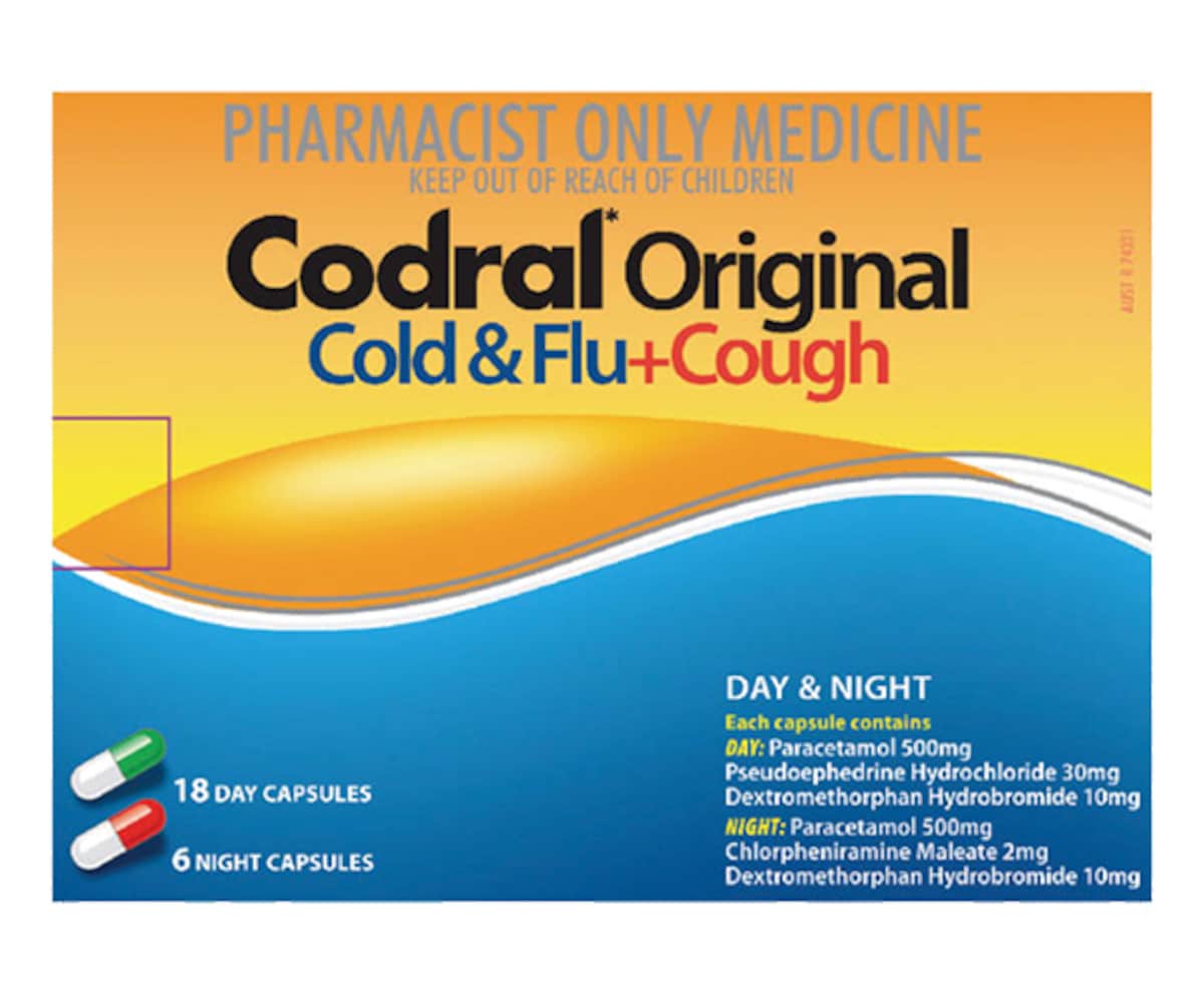 Codral Original Cough Cold & Flu Day & Night Relief 24 Capsules - Prescription Needed