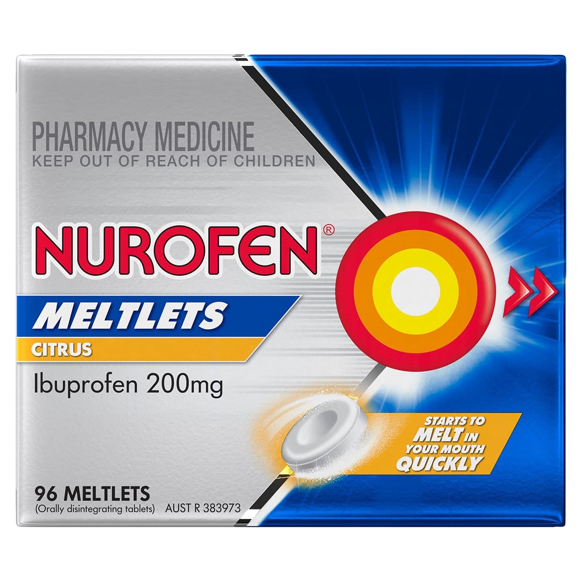 Nurofen Meltlets Pain Relief Citrus 96 Tablets