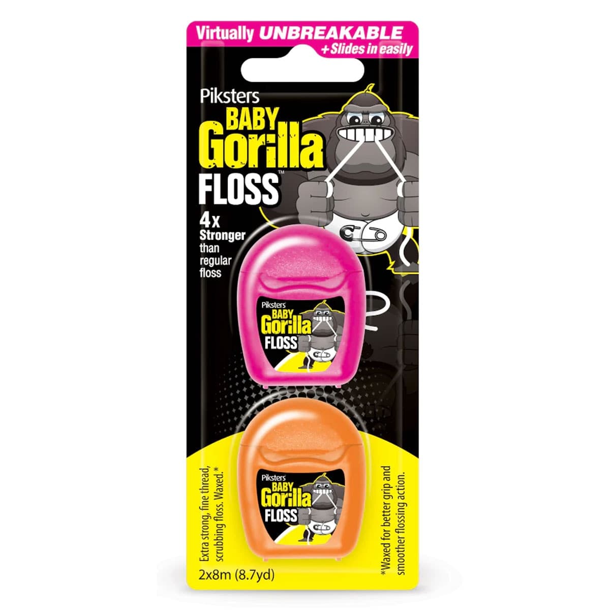 Piksters Waxed Baby Gorilla Floss 8m x 2 Pack Assorted Colours