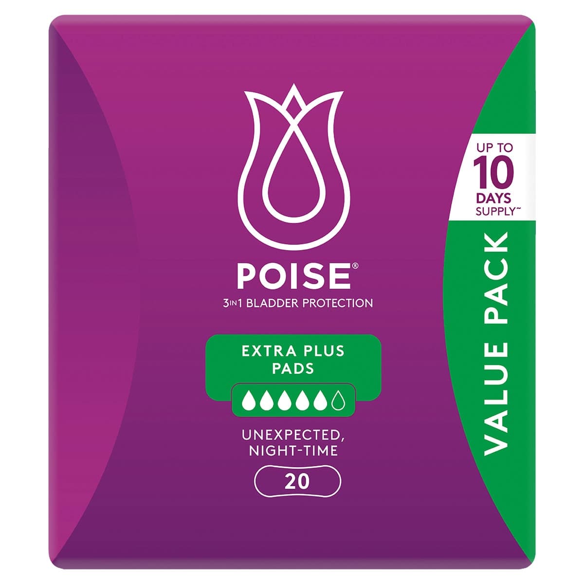 Poise Extra Plus Pads For Bladder Leaks 20 Pack