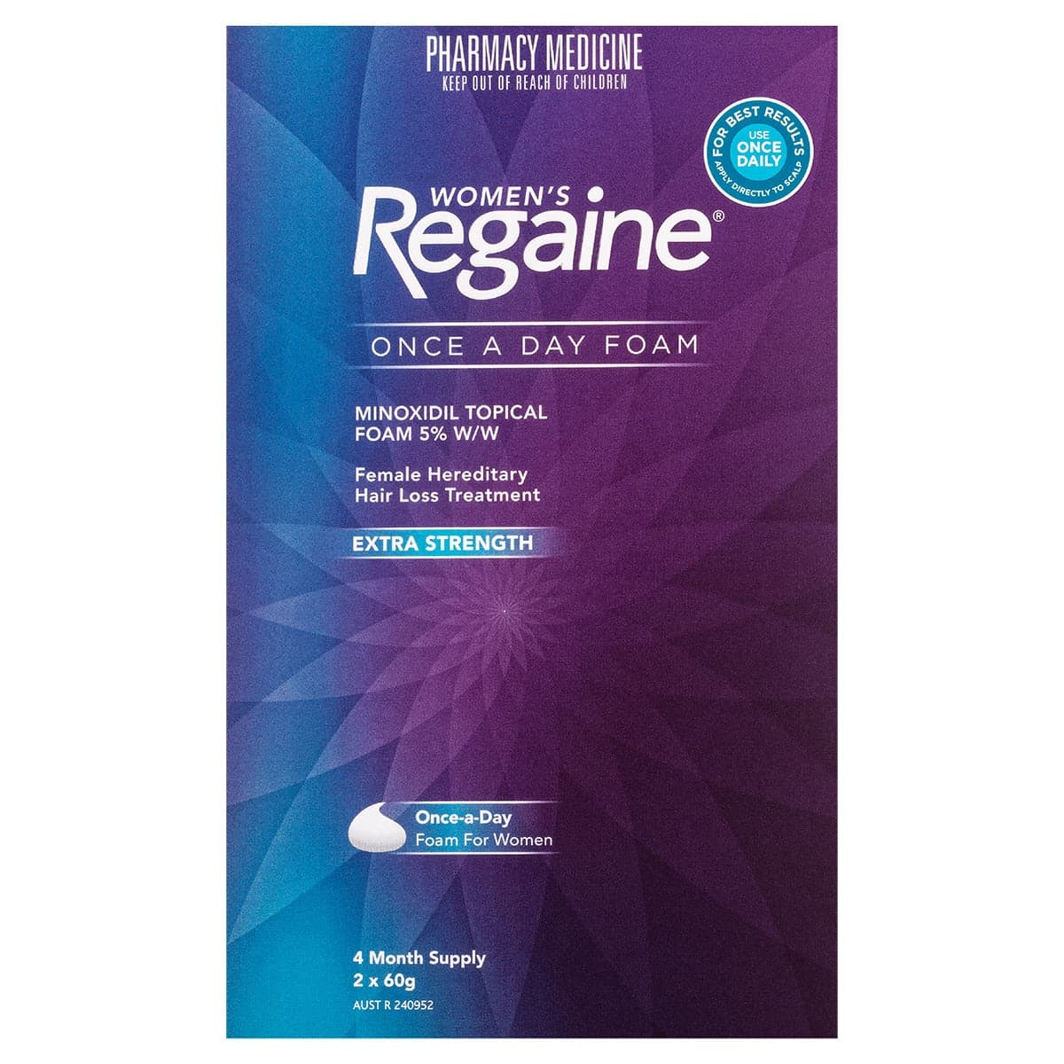 Regaine Womens FOAM Once a Day Hair Loss Treatment 60g x 2 Pack