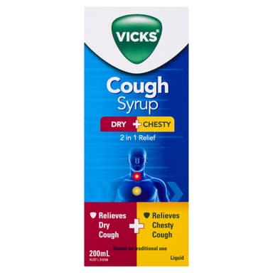 Vicks 2in1 Dry & Chesty Cough Syrup 200ml