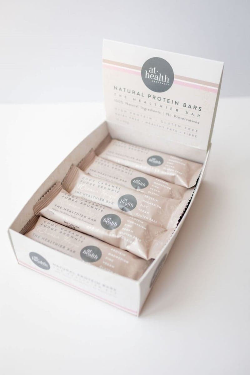 At Health Australia Natural Protein Bars Choc Caramel Fudge Brownie 12 x 40g
