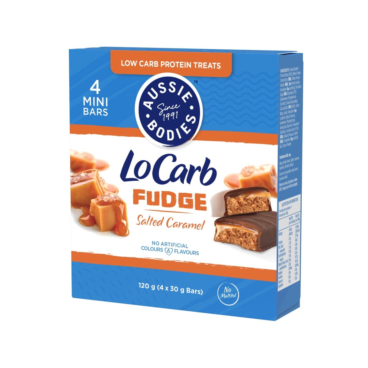 Aussie Bodies Low Carb Salted Caramel Fudge Bars 4 x 30g