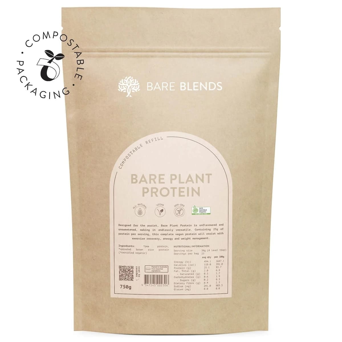 Bare Blends Bare Plant Protein Powder 750g