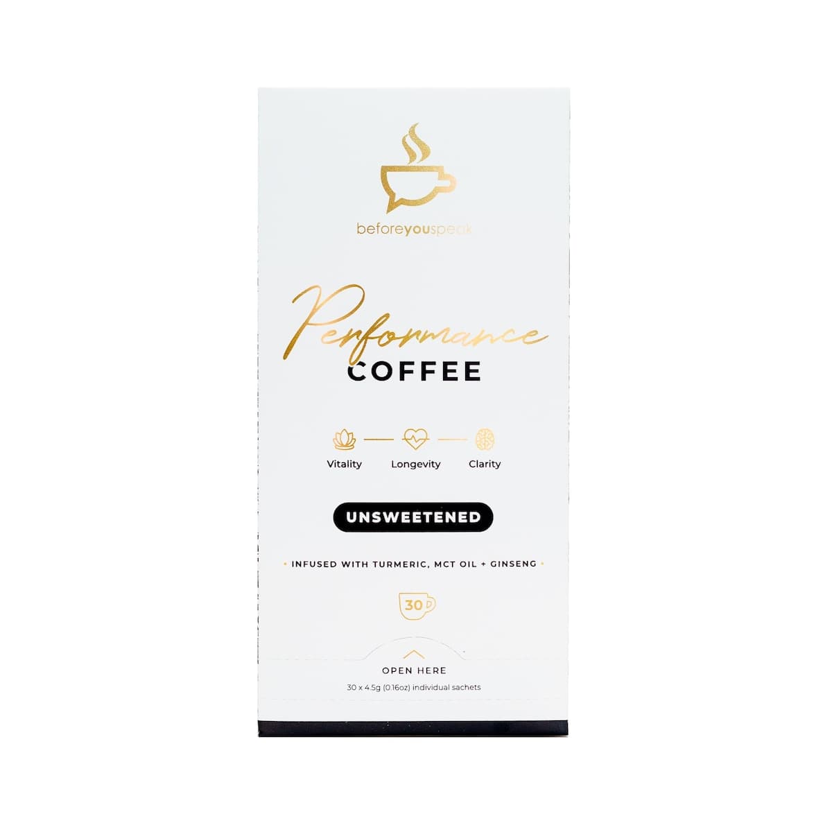 Beforeyouspeak Coffee Unsweetened Performance Coffee 30 x 4.5g