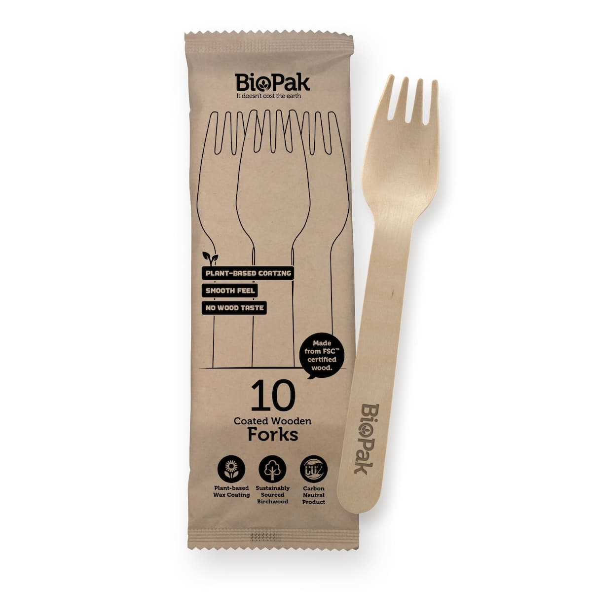 Biopak Coated Wooden Forks 10 Pack