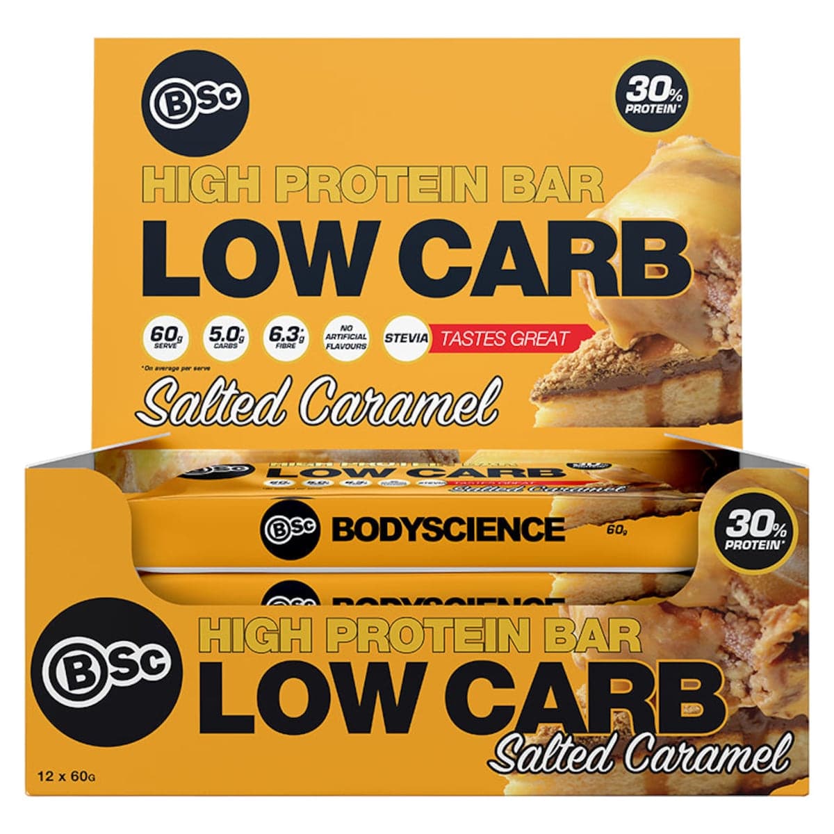 BSc High Protein Low Carb Bars Box Salted Caramel 12 x 60g