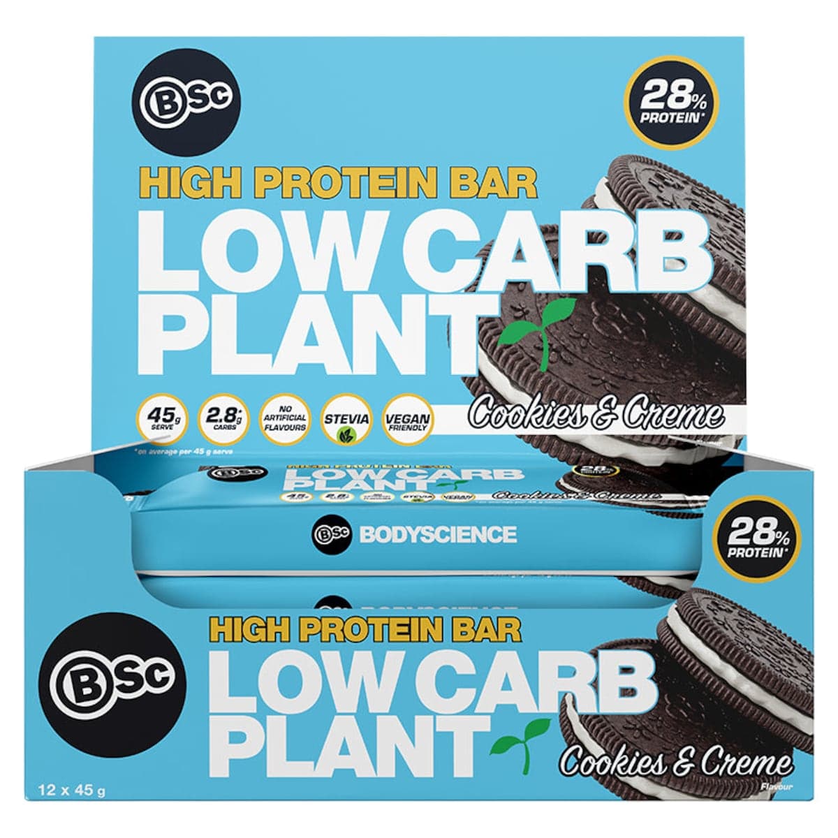 BSc High Protein Low Carb Plant Bar Cookies & Creme 12 x 45g