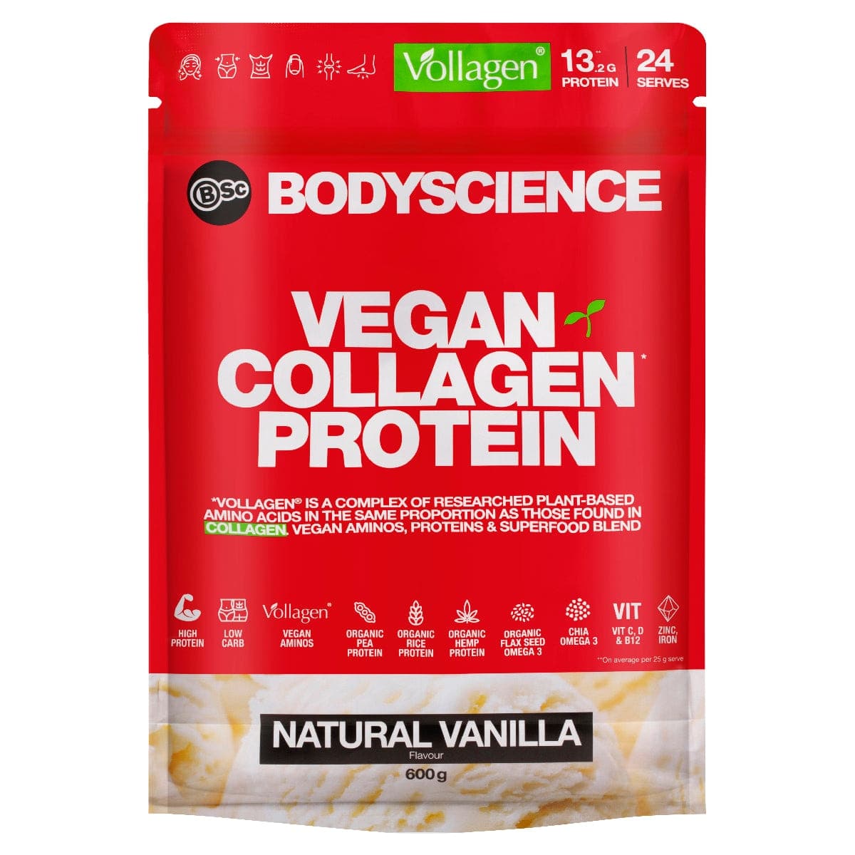 BSc Vegan Collagen Protein Natural Vanilla 600g