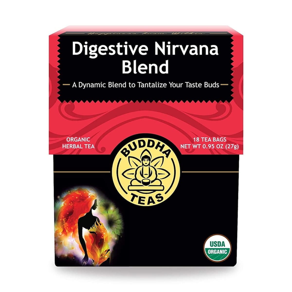 Buddha Teas Organic Herbal Tea Digestive Nirvana Blend 18 Pack