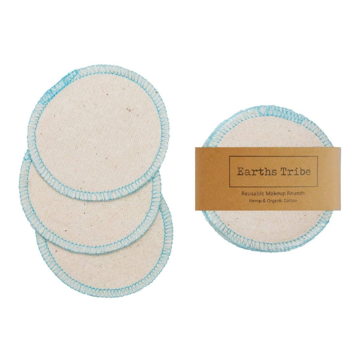 Earths Tribe Aquamarine Reusable Hemp Makeup Rounds 10 Pack