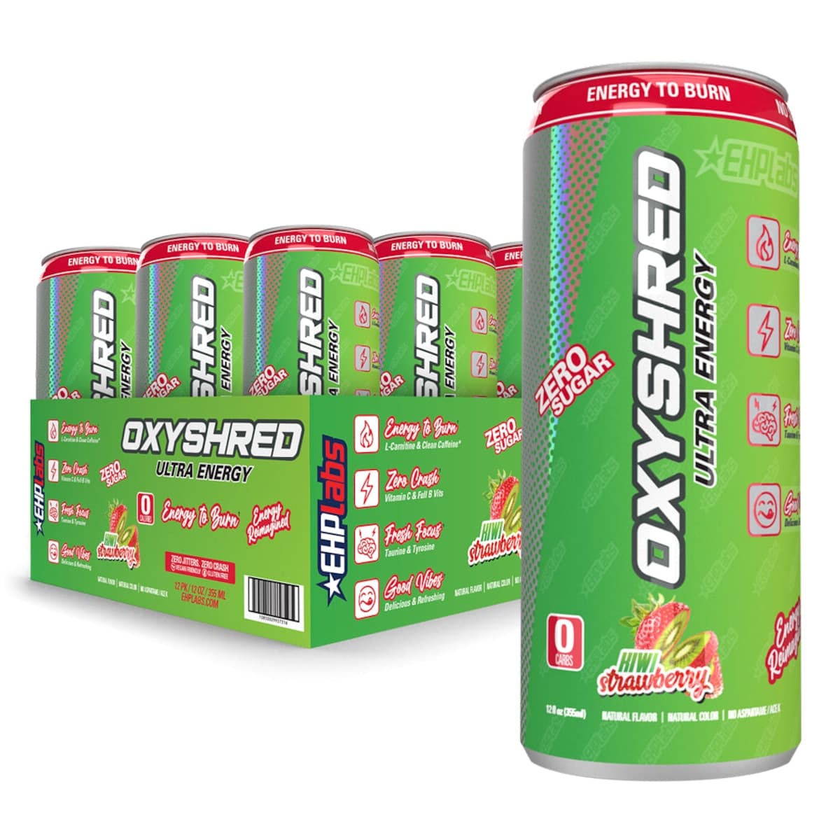 EHPlabs OxyShred Ultra Energy RTD Kiwi Strawberry 12 x 355ml