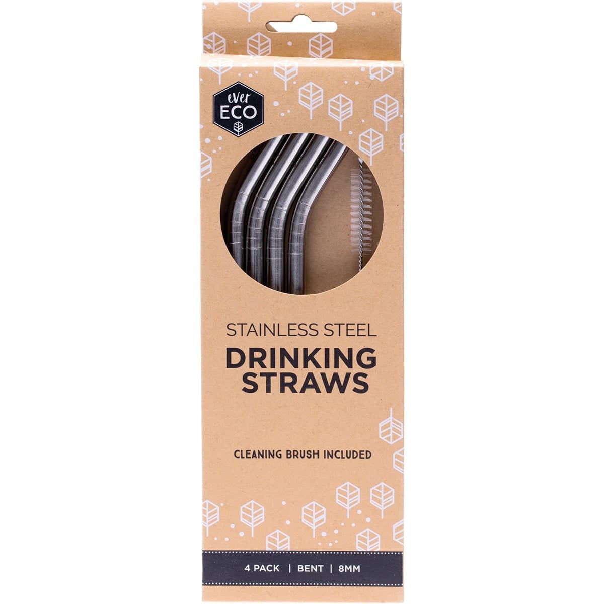 Ever Eco Stainless Steel Drinking Straws Bent 4 Pack