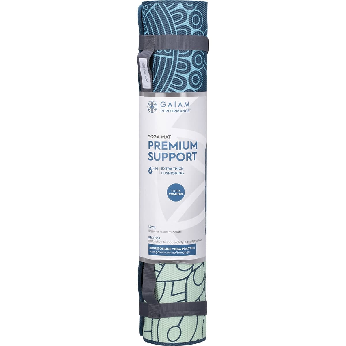 Gaiam Premium Support Yoga Mat 6mm Sea Glass 61cm x 173cm