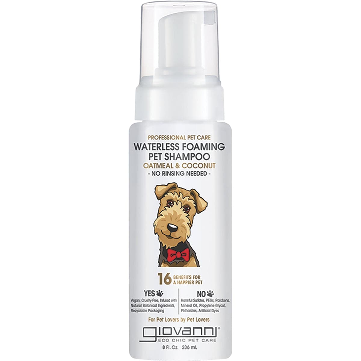 Giovanni Waterless Foaming Pet Shampoo Oatmeal & Coconut 236ml