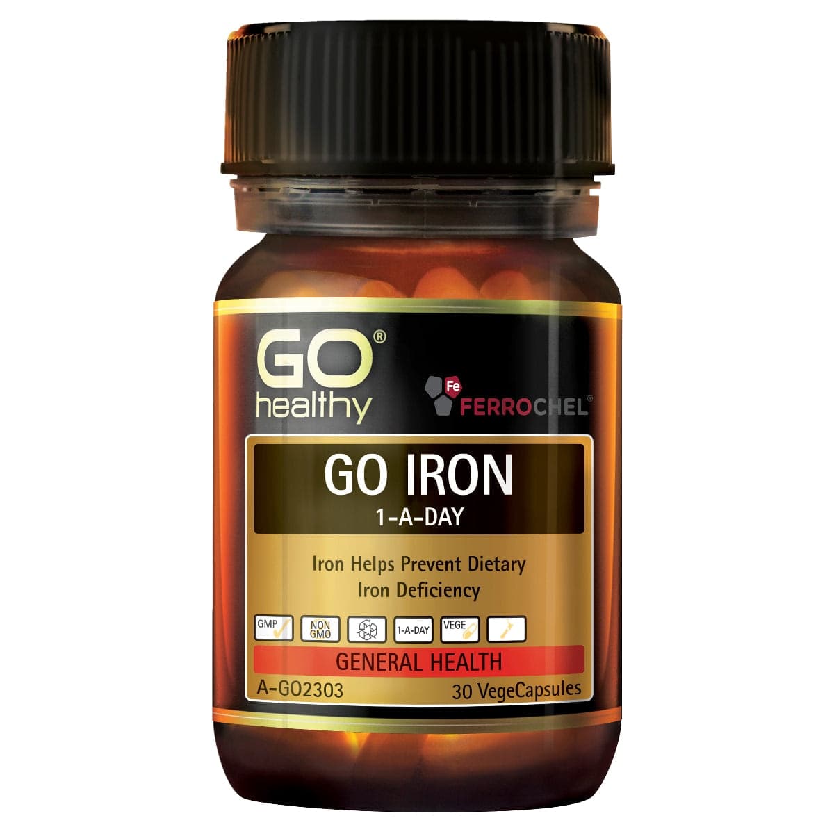 GO Healthy Iron 1-A-Day 30 Vege Capsules