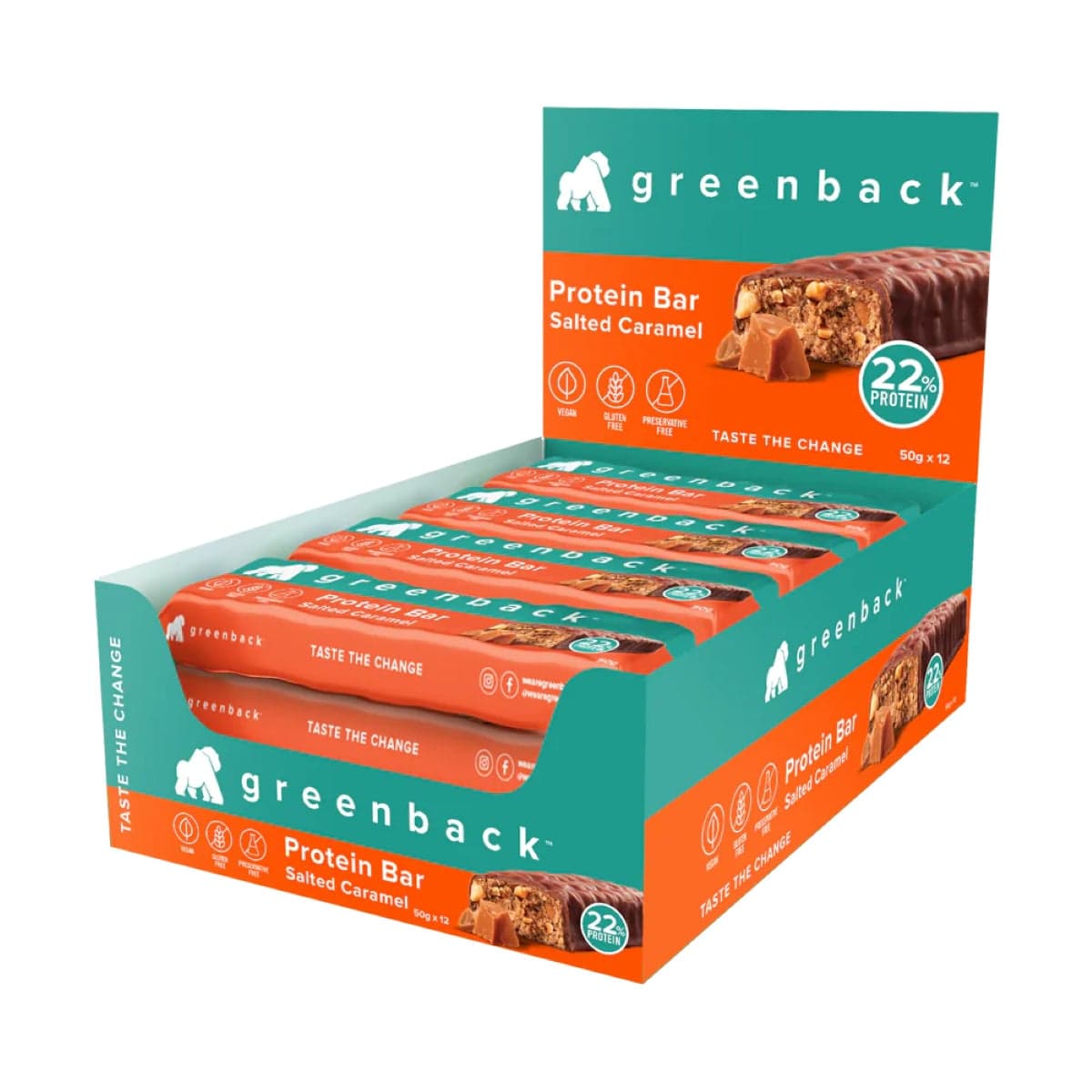 Greenback Plant Protein Bar Salted Caramel 12 x 50g