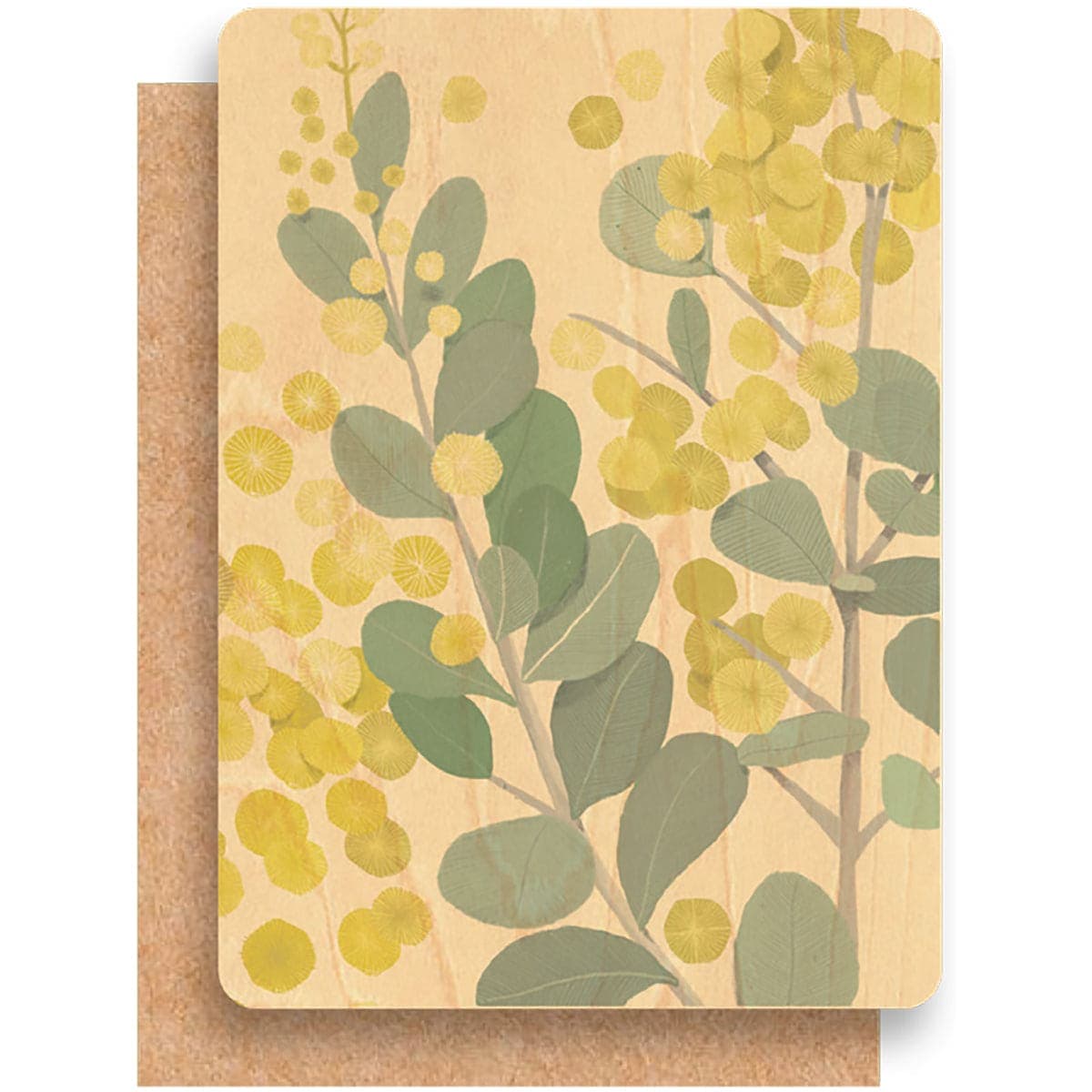 Greenigo Daniella Germain A6 Wood Greeting Card with a premium C6 envelope Golden Wattle