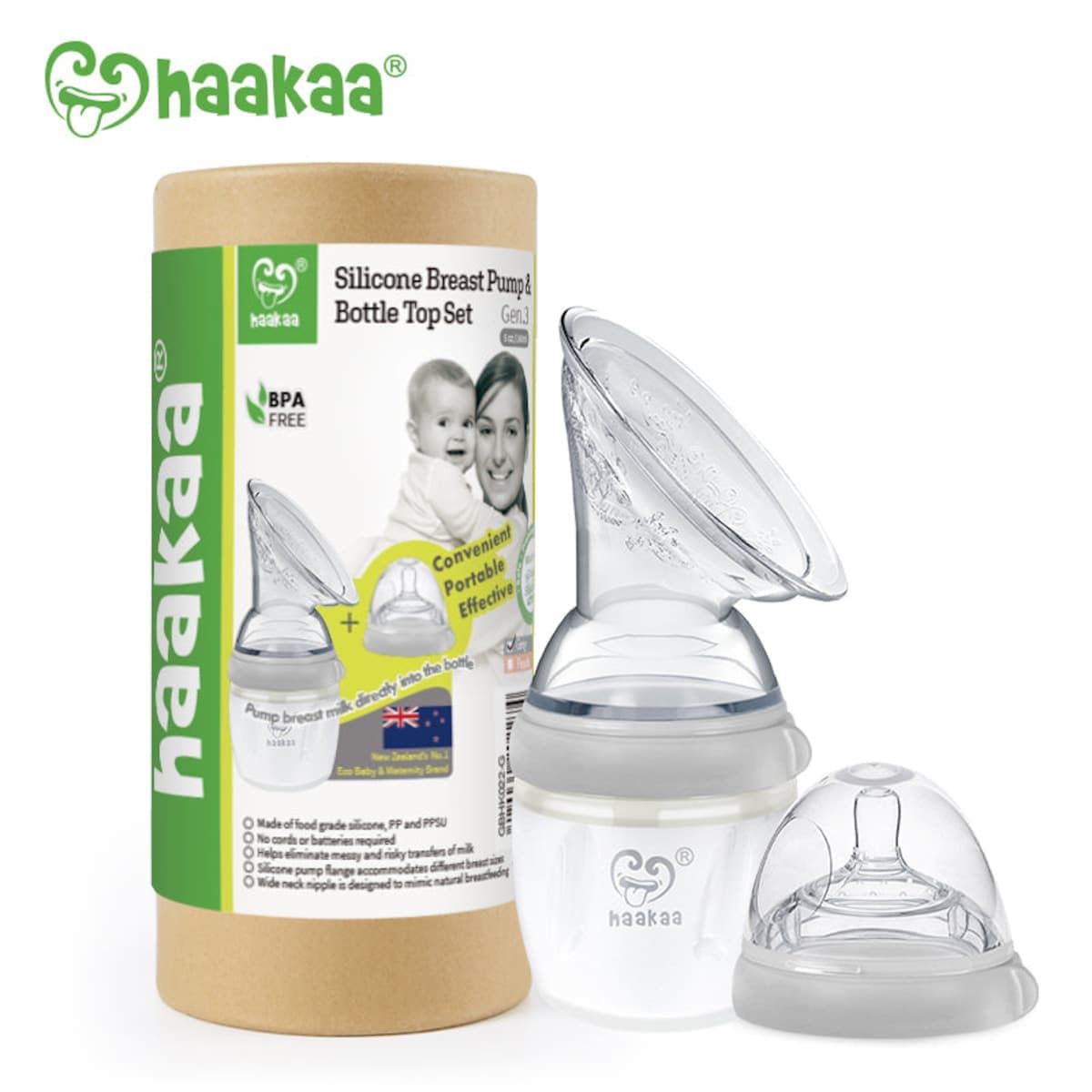 Haakaa Gen 3 Silicone Breast Pump & Bottle Top Set 160ml