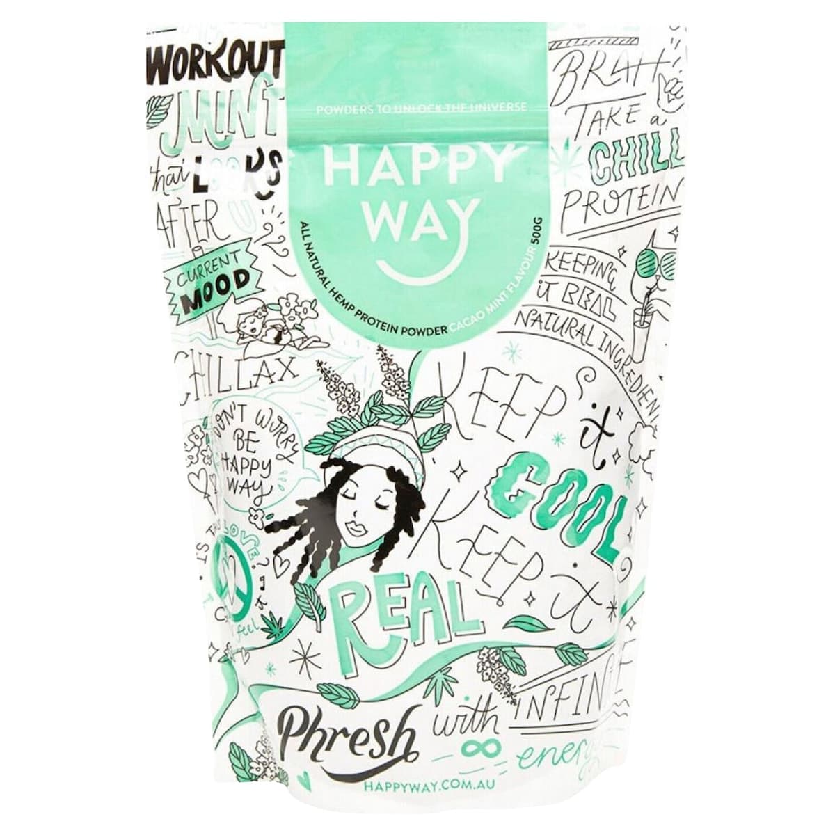 Happy Way Hemp Protein Powder Cacao Mint 500g
