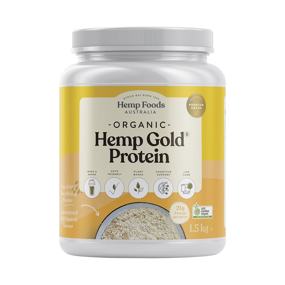 Hemp Foods Australia Organic Hemp Gold Protein Powder 1.5Kg