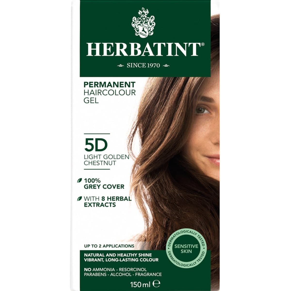 Herbatint Permanent Hair Colour Gel 5D Light Golden Chestnut 150ml