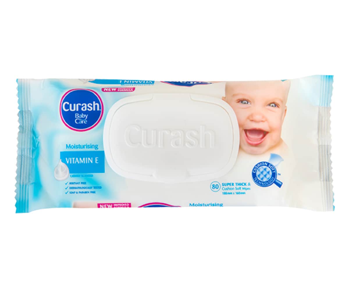 Curash Baby Wipes Moisturising Vitamin E 80 Pack