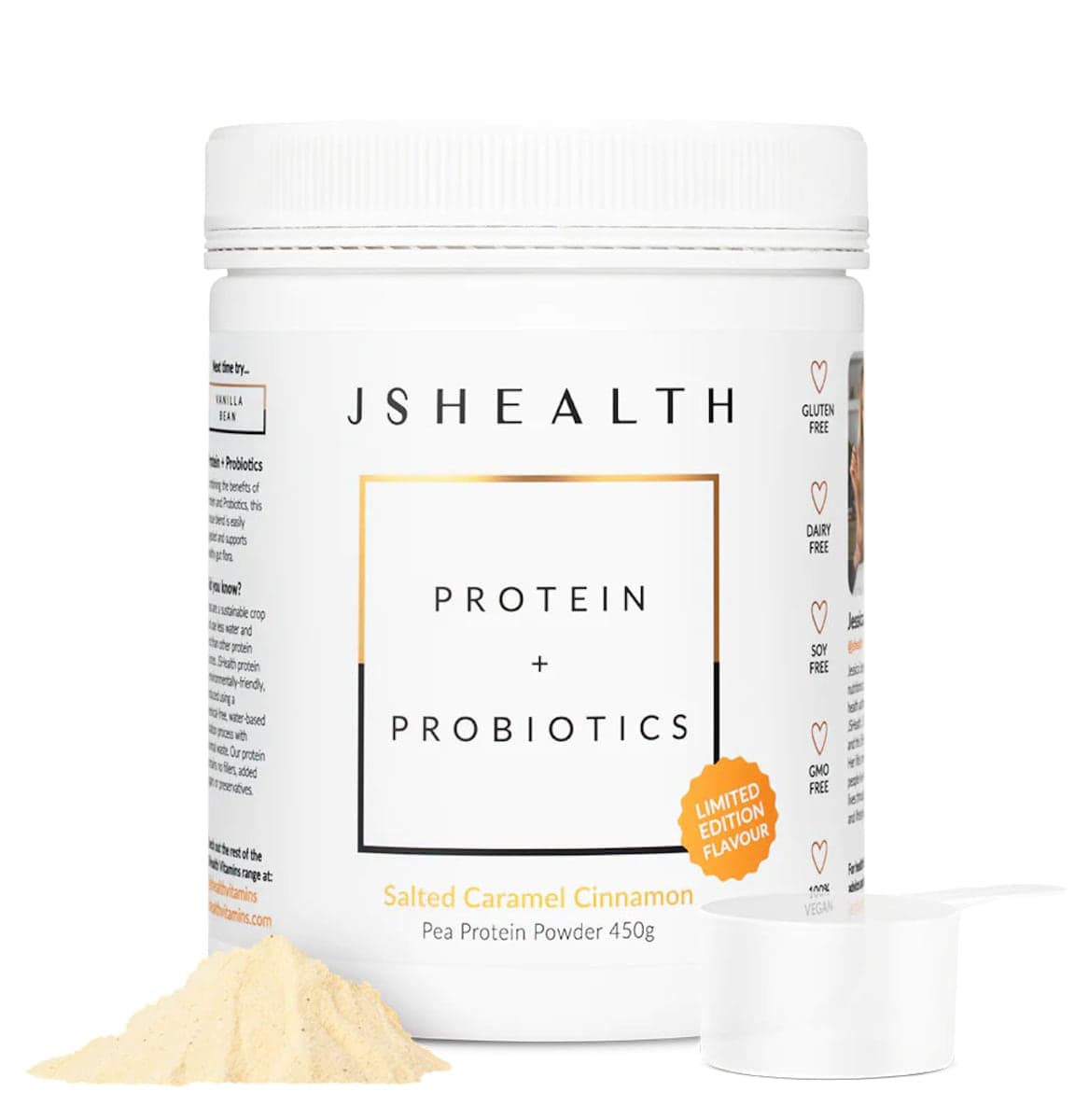 JSHealth Protein + Probiotics Salted Caramel Cinnamon 450g