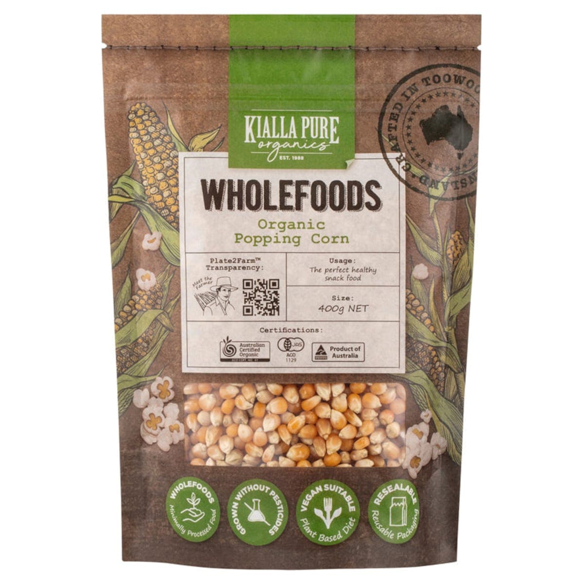 Kialla Organic Popping Corn 400g