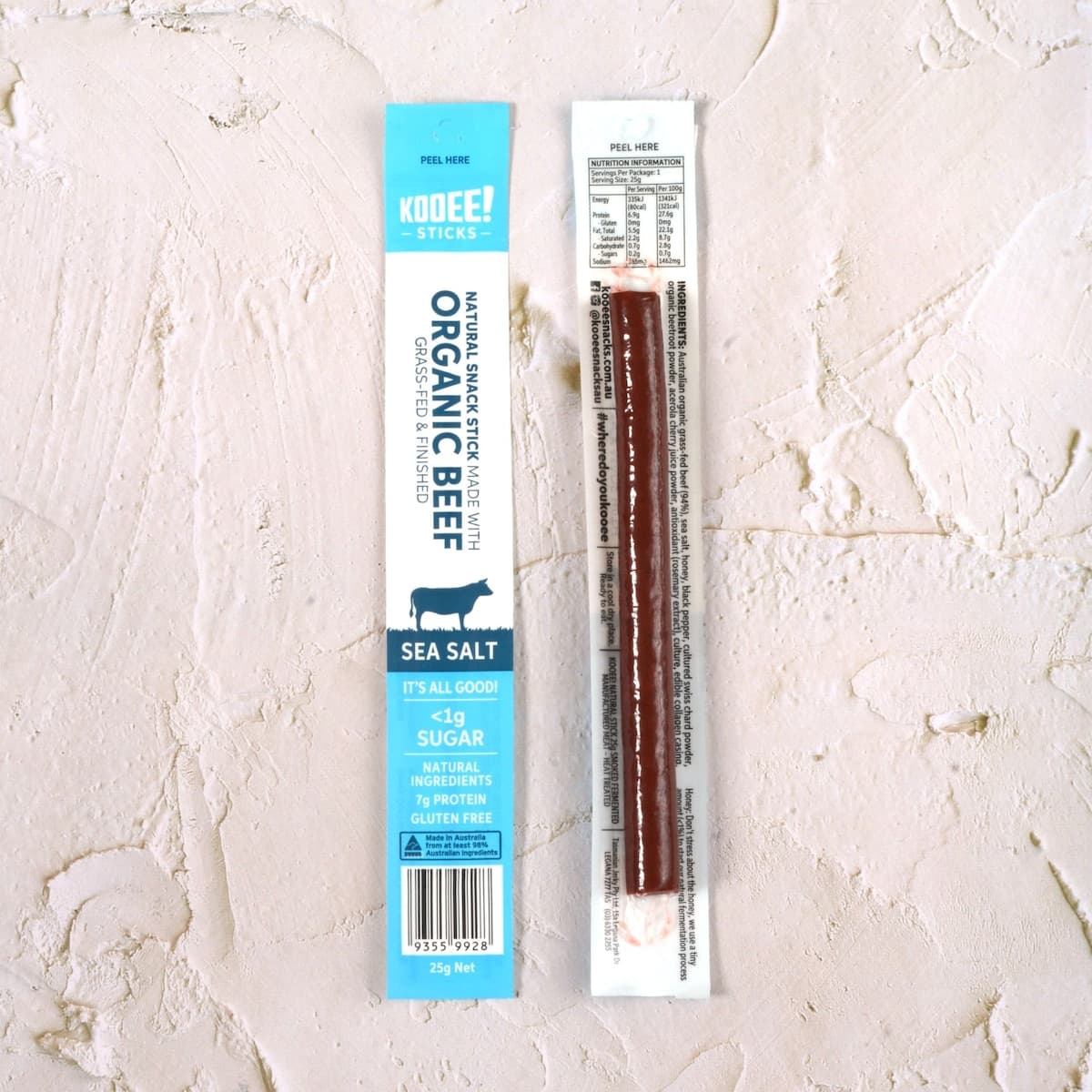 Kooee Organic Grass Fed Beef Stick Sea Salt 25g