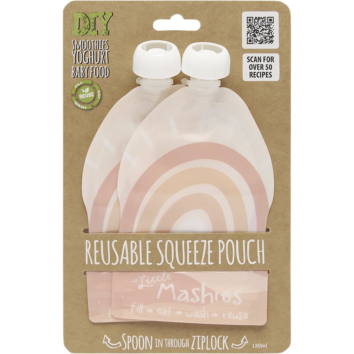 Little Mashies Reusable Squeeze Pouch Rainbow 2 x 130ml