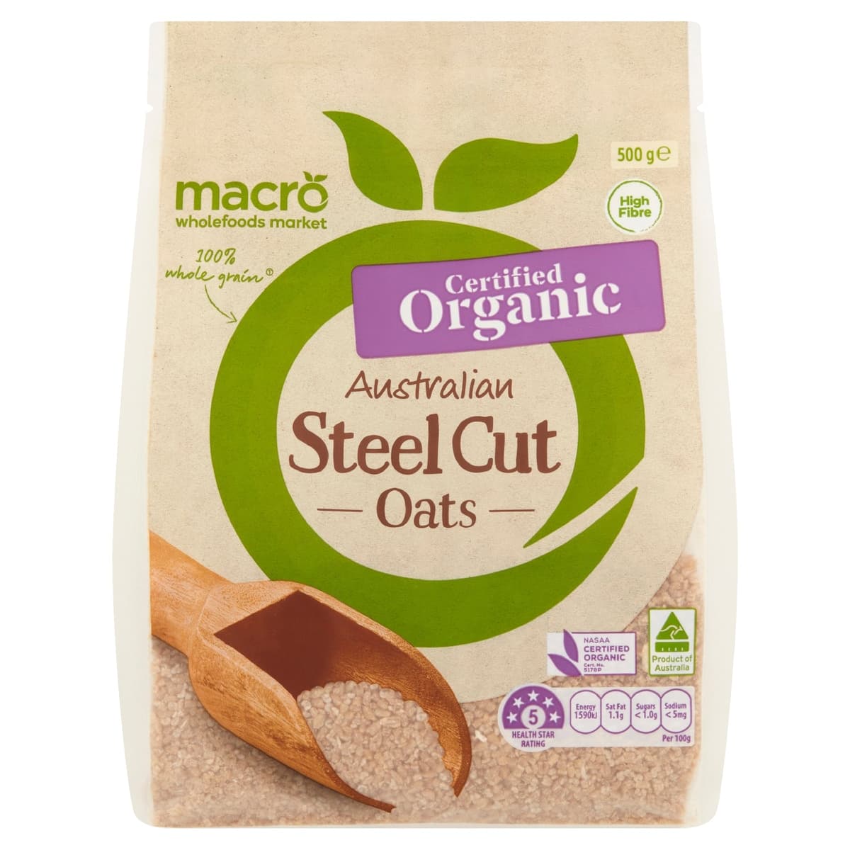 Macro Australian Organic Steel Cut Oats 500g