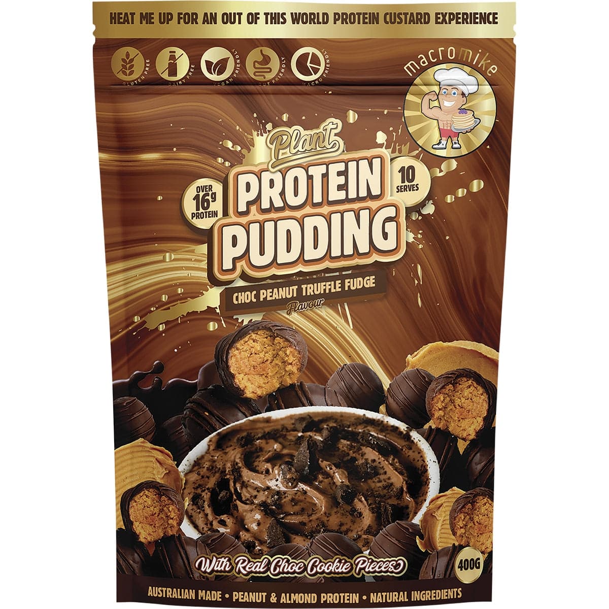 Macro Mike Plant Protein Pudding Choc Peanut Truffle Fudge 400g