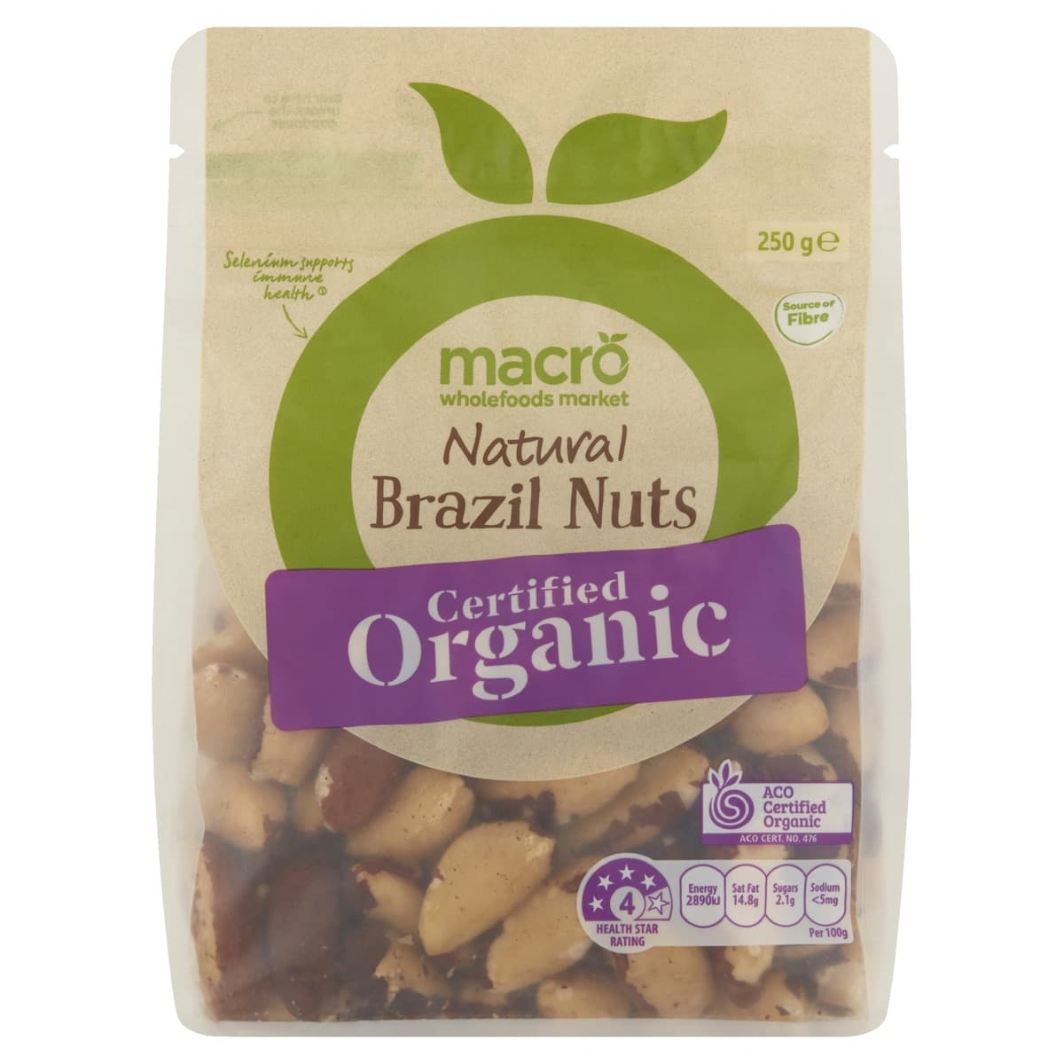 Macro Organic Natural Brazil nuts 250g