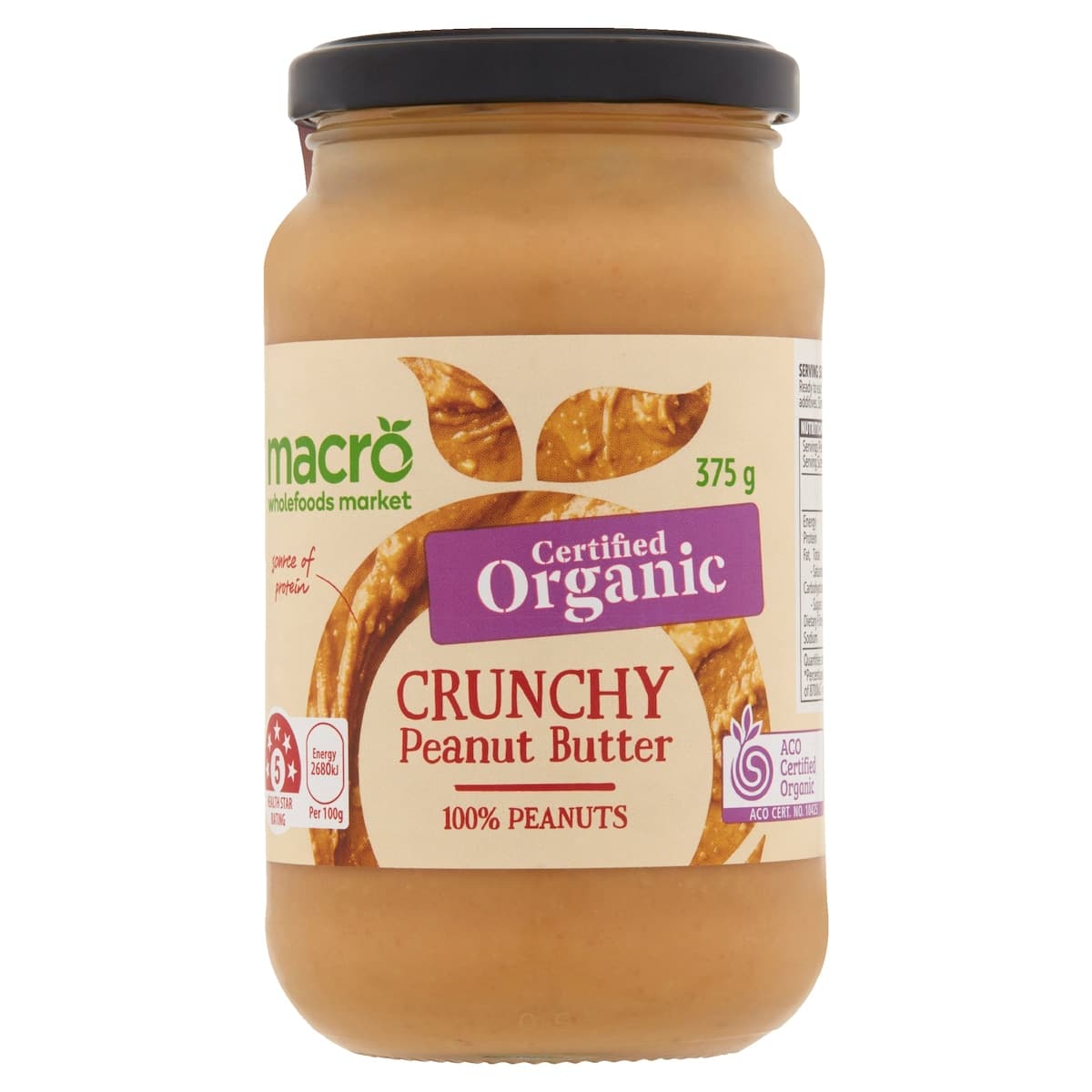 Macro Organic Crunchy Peanut Butter 375g