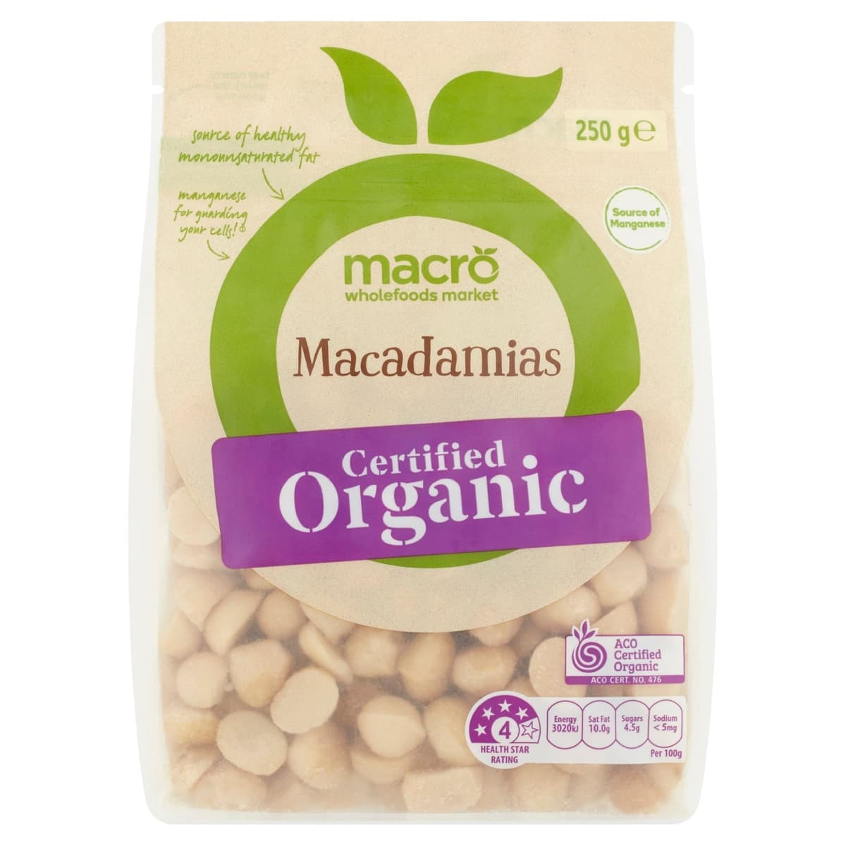 Macro Organic Raw Macadamia 250g