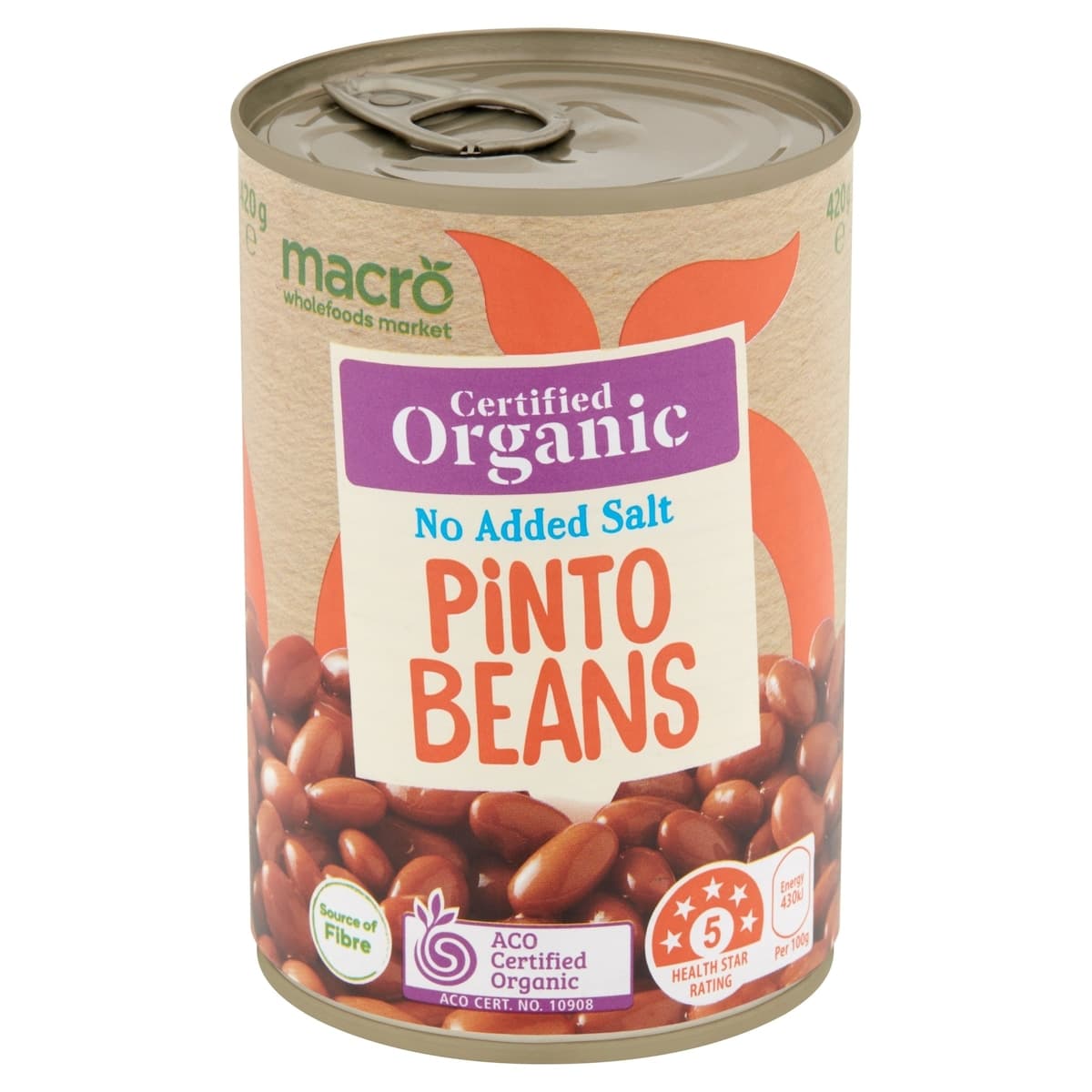 Macro Organic Pinto Beans No Added Salt 420g