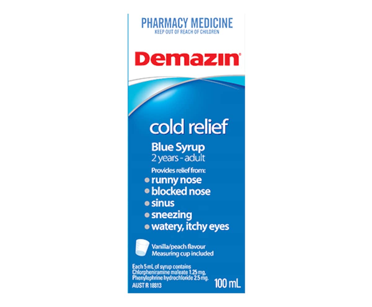 DEMAZIN COLD RELIEF CHILDRENS SYRUP 100ML