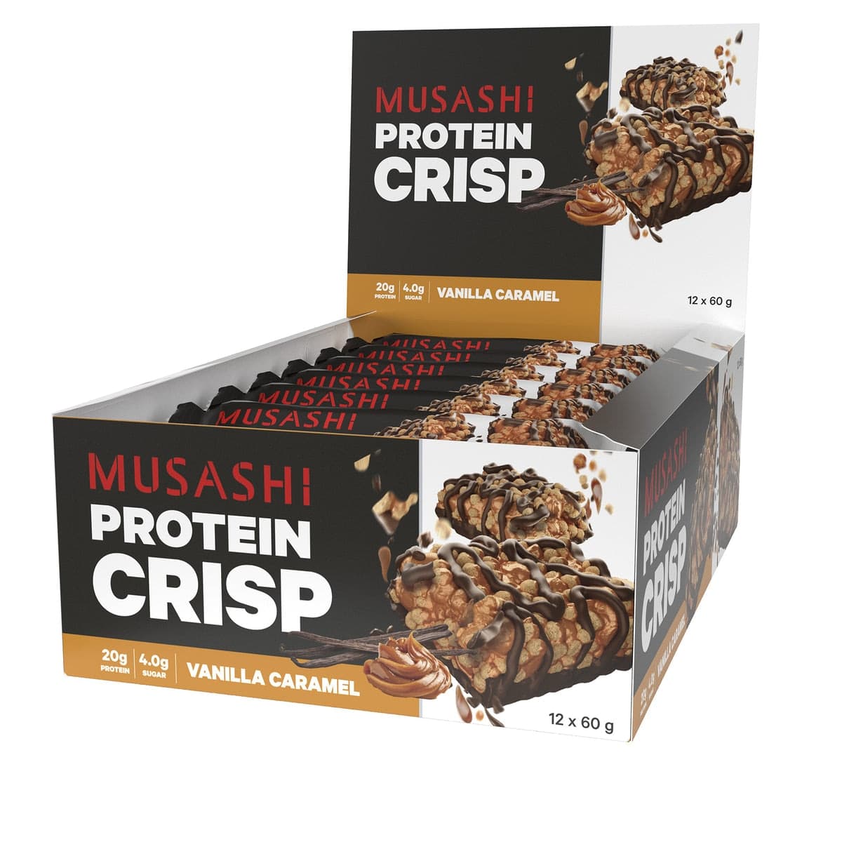 Musashi Protein Crisp Bar Vanilla Caramel 12 x 60g