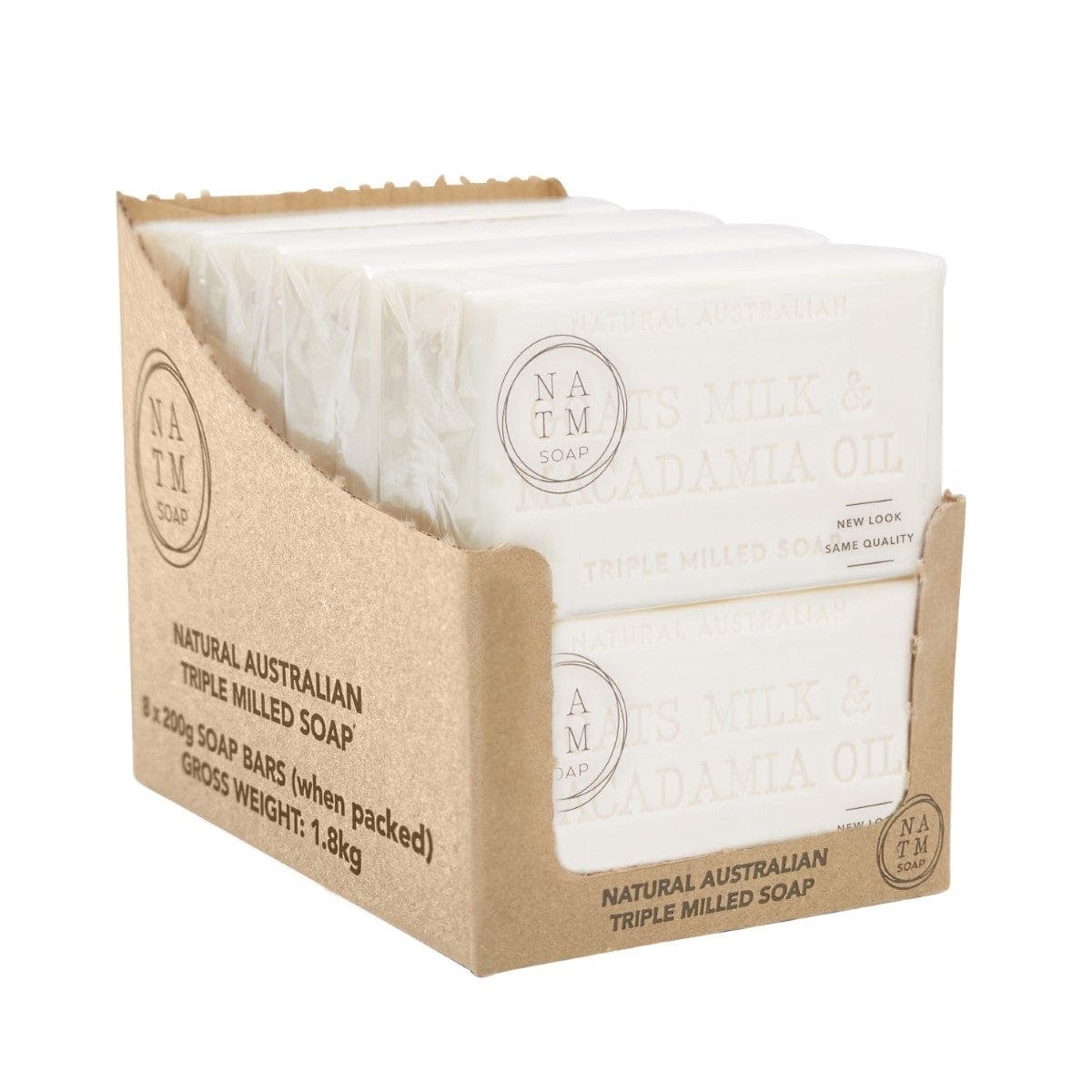 Natural Australian Triple Milled Goats Milk & Macadamia Oil Soap 8 x 200g