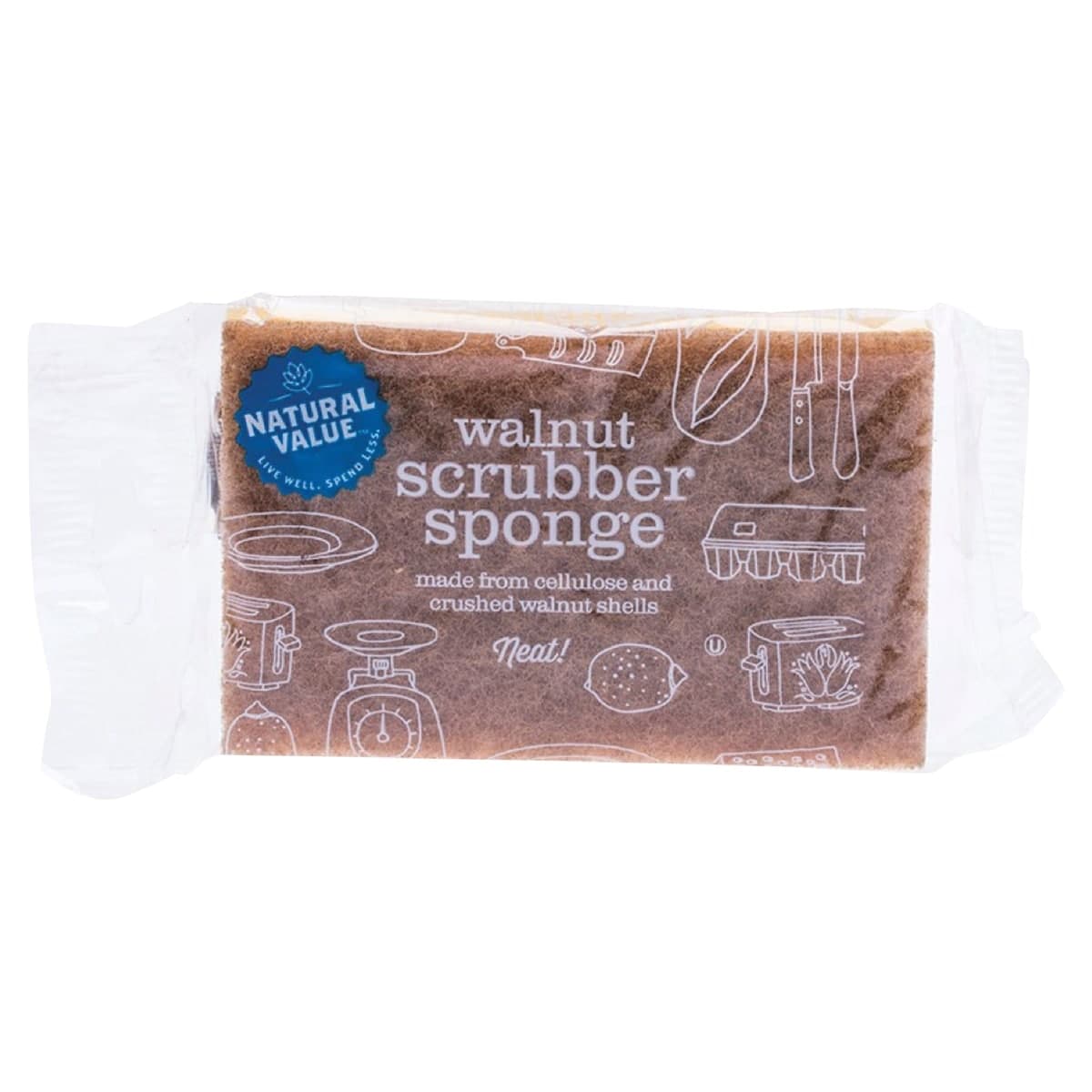 Natural Value Walnut Scrubber Sponge