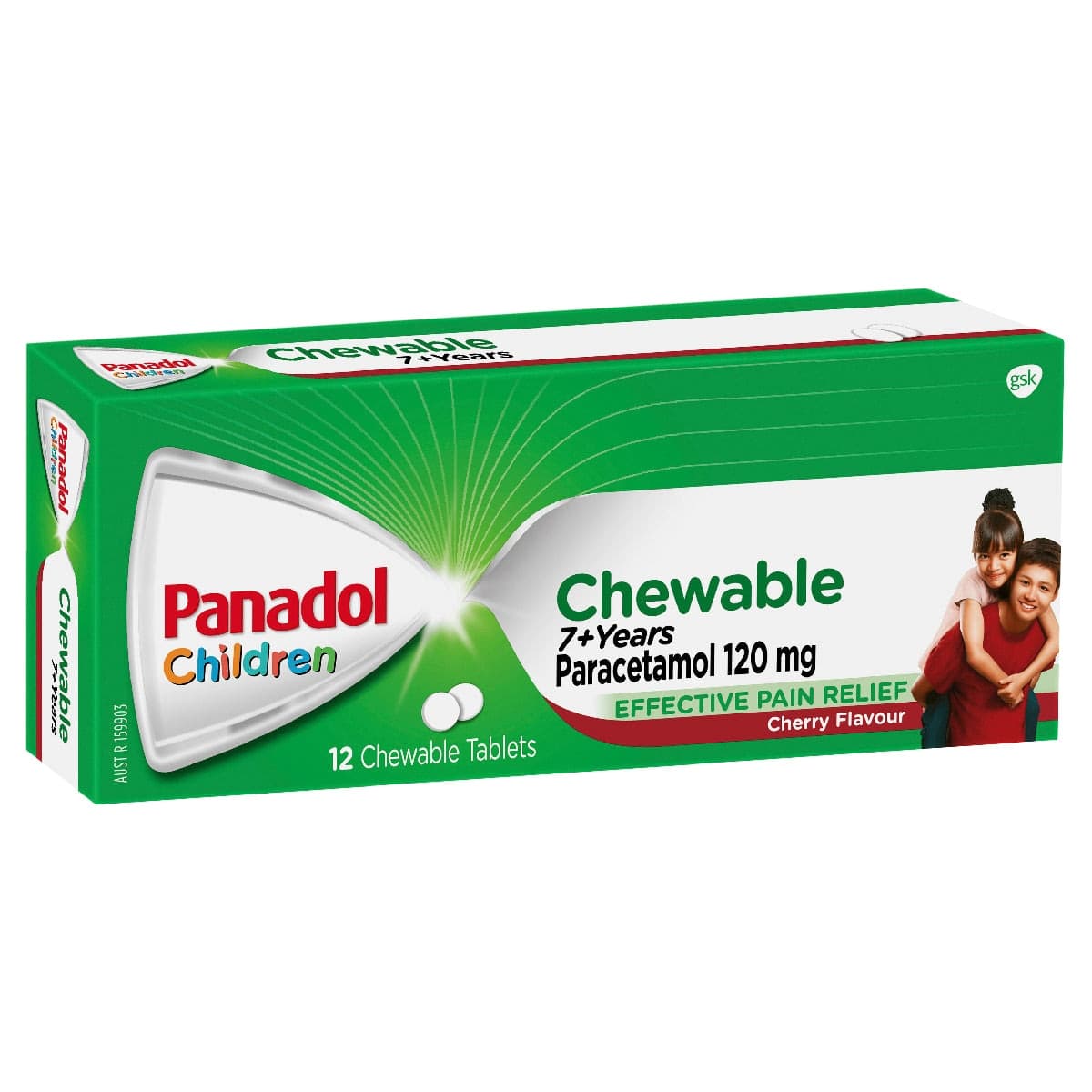 Panadol Childrens Paracetamol Chewable Tablets 7+ Years Cherry 12 Pack