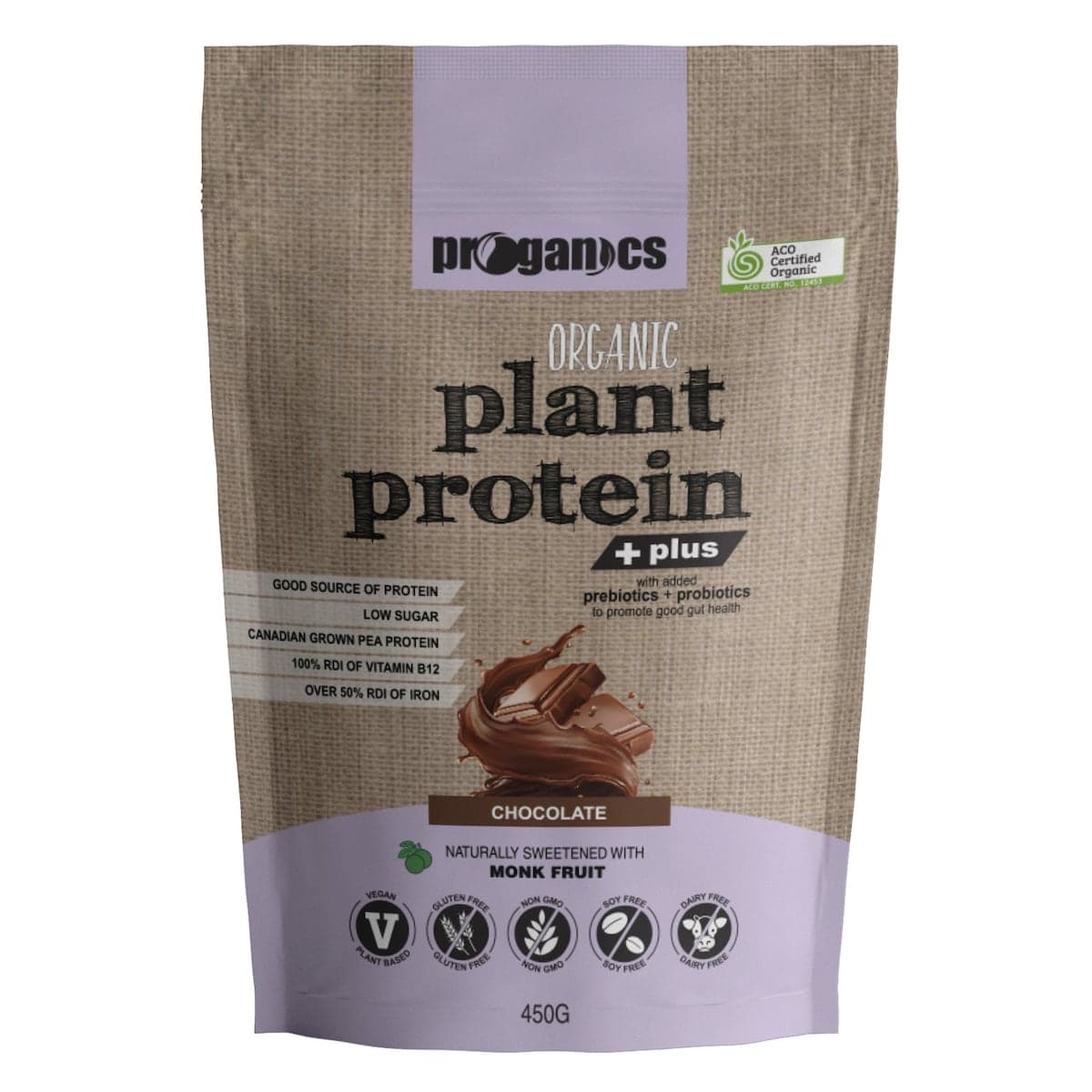 Proganics Organic Plant Protein Plus - Chocolate 450g
