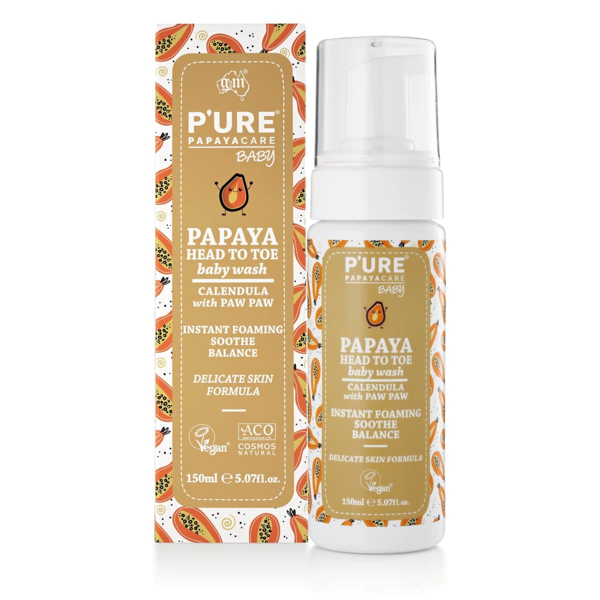 P'ure Papayacare Papaya Head to Toe Baby Wash 150ml