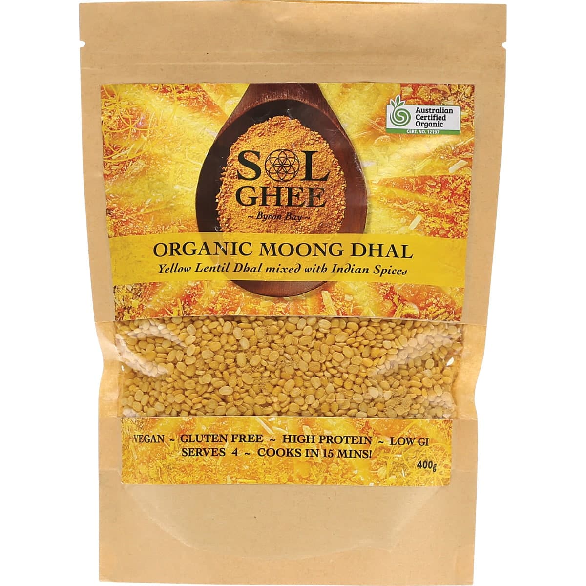 Sol Organics Moong Dhal Yellow Lentil Dhal 400g